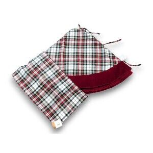 Pottery Barn Red Plaid Christmas Tree Skirt + Pillow Case Cover